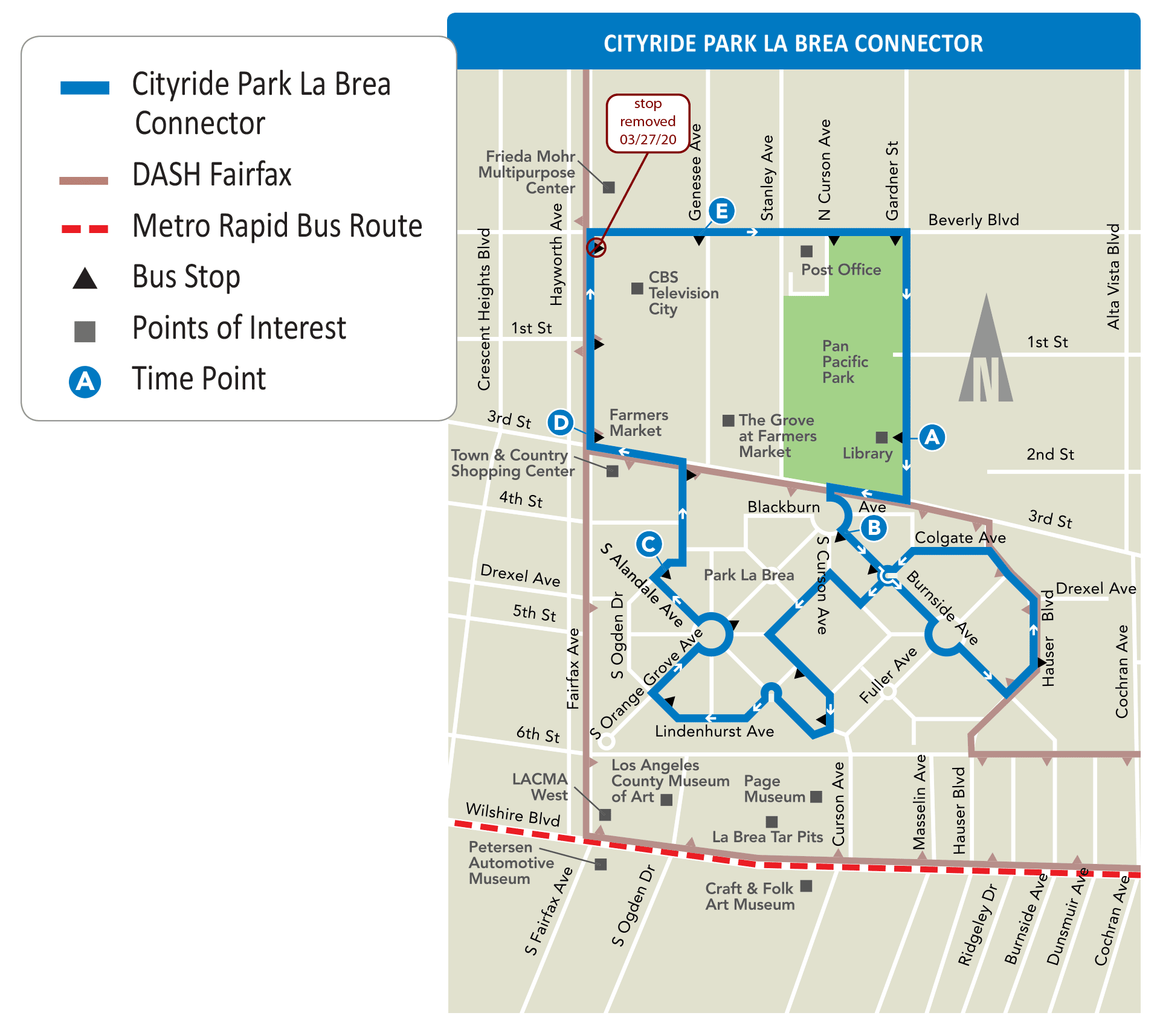 Cityride Park La Brea Connector Map