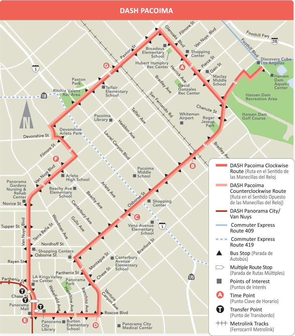 map of DASH Pacoima route